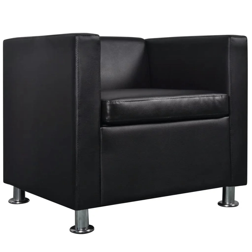 Poltrona lounge poltrona club divano lounge pelle sintetica nera 1102078/3