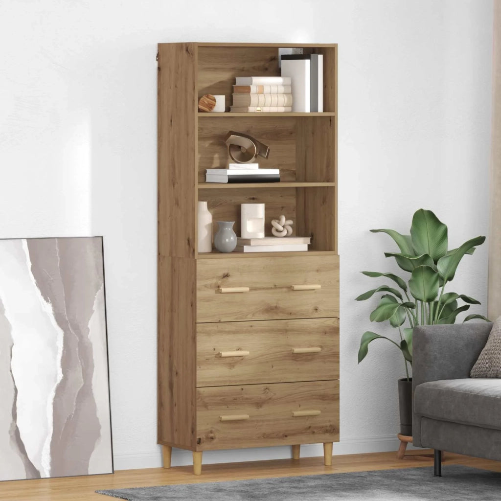 Credenza | Madia | Buffet da pranzo | Armadio da pranzo con cassetto Rovere artigianale 69,5 x 32,5 x 180 cm