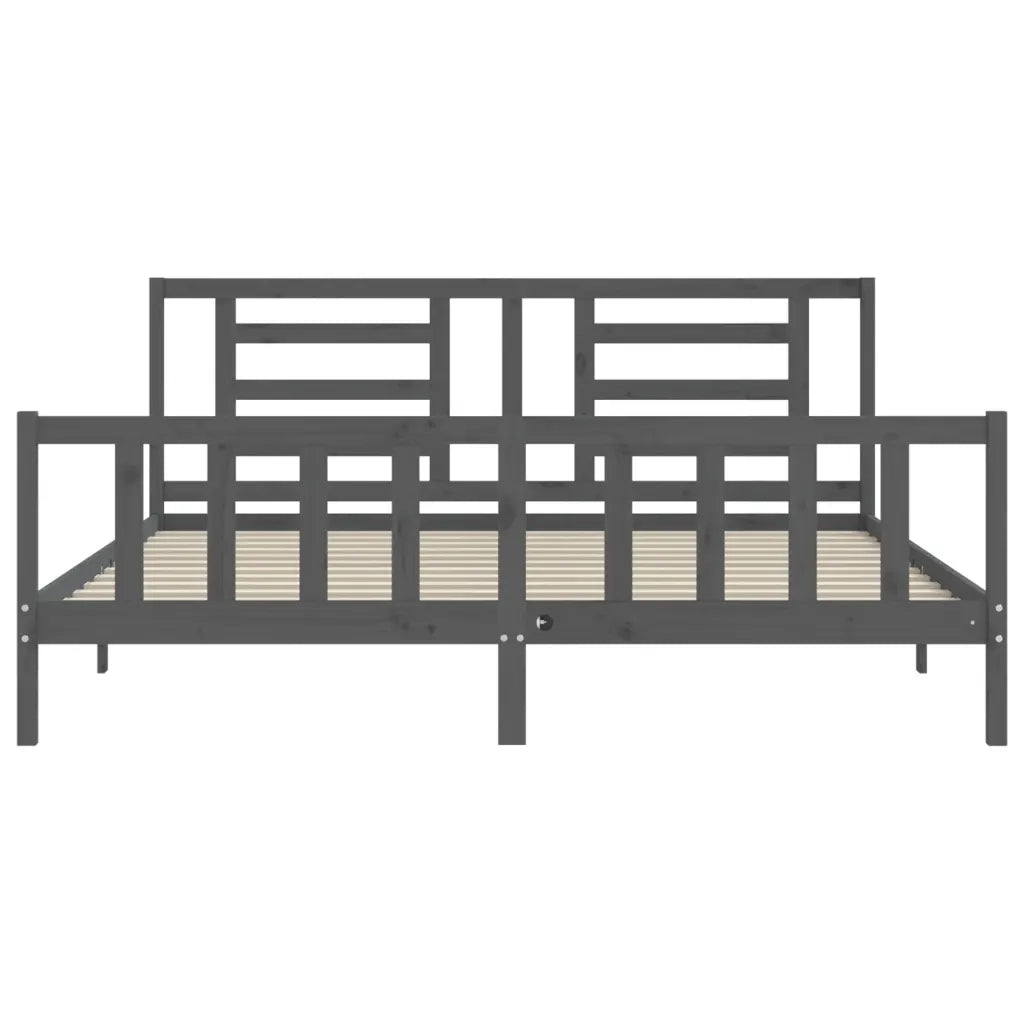 Giroletto con Testiera Grigio 200x200 cm in Legno Massello 3192903