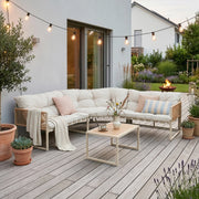 Set Salottino per Esterno Karg Divano Modulare a 3 pezzi e Tavolino con Piano in SPC Rovere Mobili da Giardino - Beige casa.pro