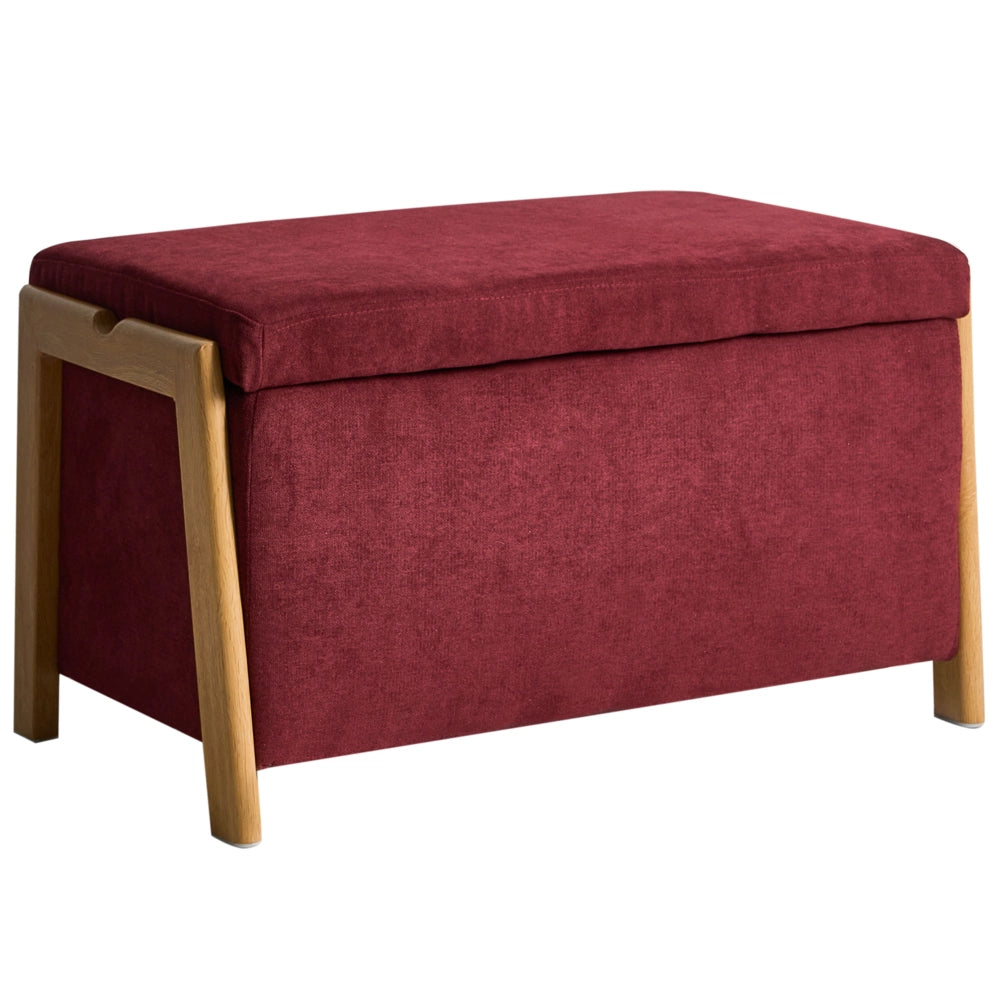 Panca stile moderno e glamour per camera da letto e soggiorno Rivestimento in tessuto contenitore bordeaux