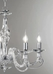LAMPADARIO 1306 3 LUCI TRASPARENTE E CROMO ATTACCO E14 D.62CM