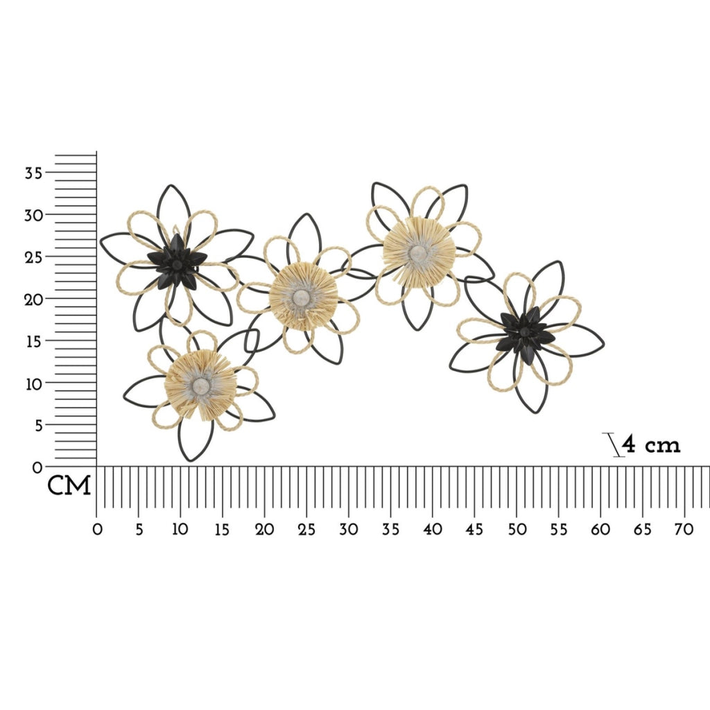 Decorazione in Metallo 3D Fiori 51, Marrone, Metallo, 60x4x35 cm