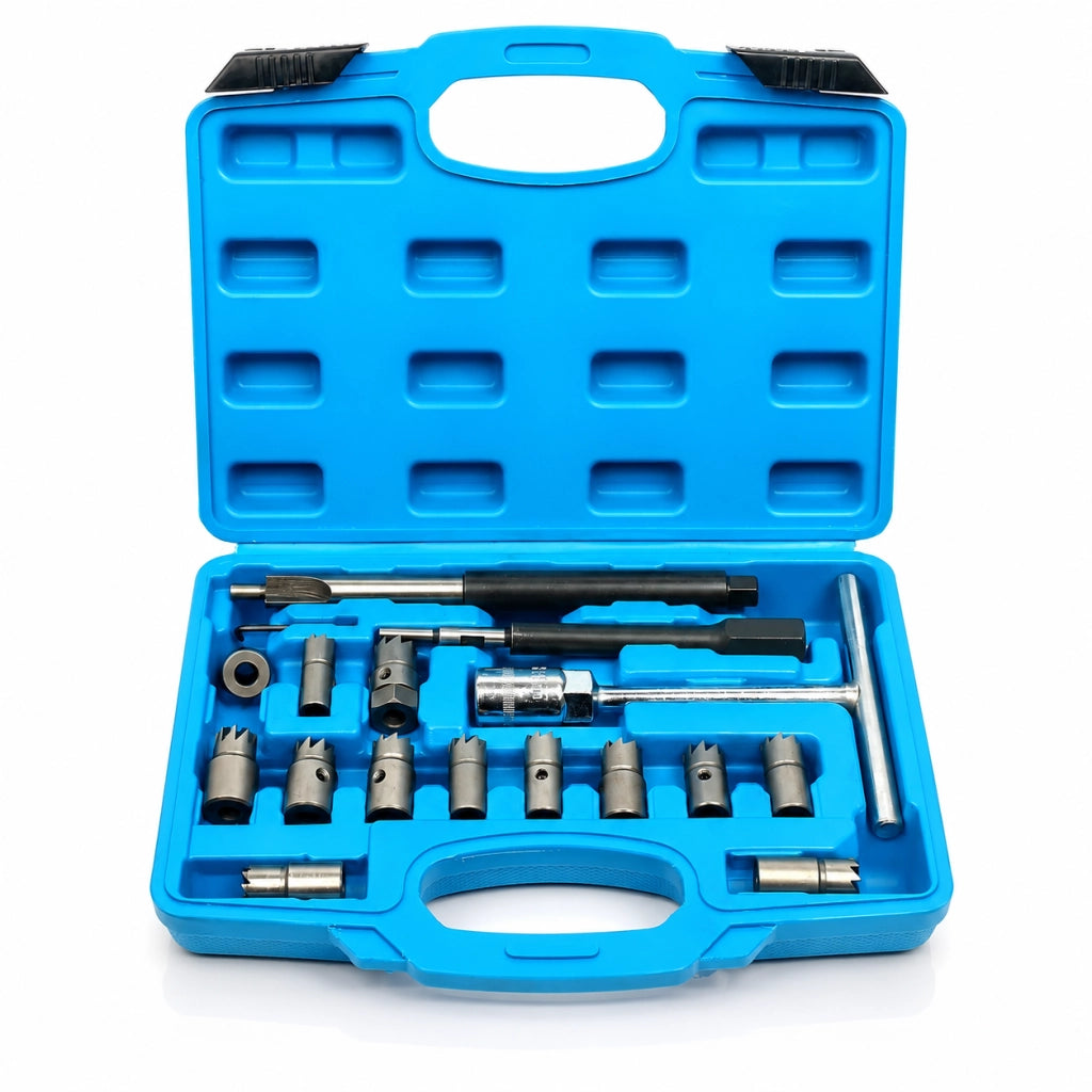 Set 17 Alesatori Frese Pulizia Sede Iniettori Diesel Auto Motore