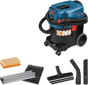 Bosch Professional Asp. a umido/a secco GAS 35 L SFC+ (1 filtro in cell. piegh. piatto, bocch. a lancia, sacch., raccordo, set bocch. pav., tubo fles. 3 m con buss. portaut., 3 x 0,35 m tubo asp.)