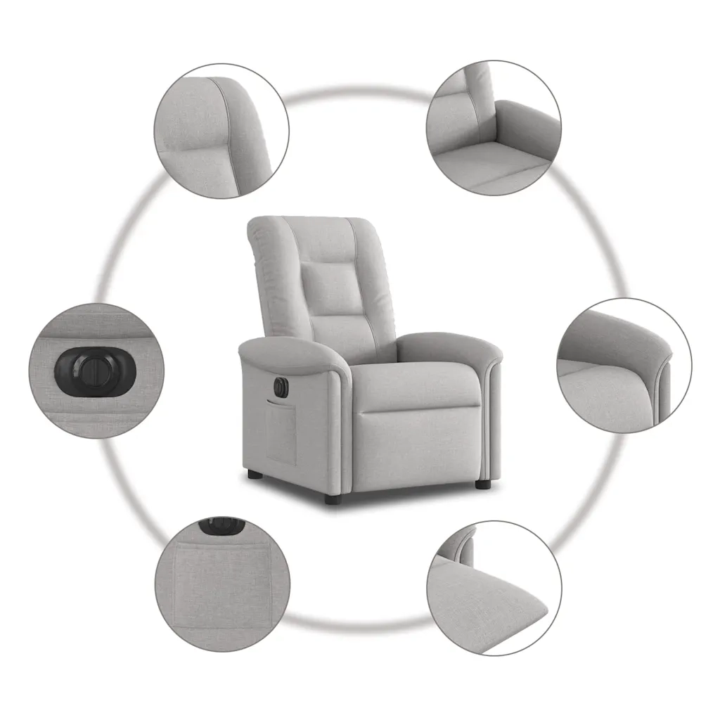 Poltrona | Sedia Relax Elettrica Reclinabile Grigio Nuvola in Tessuto