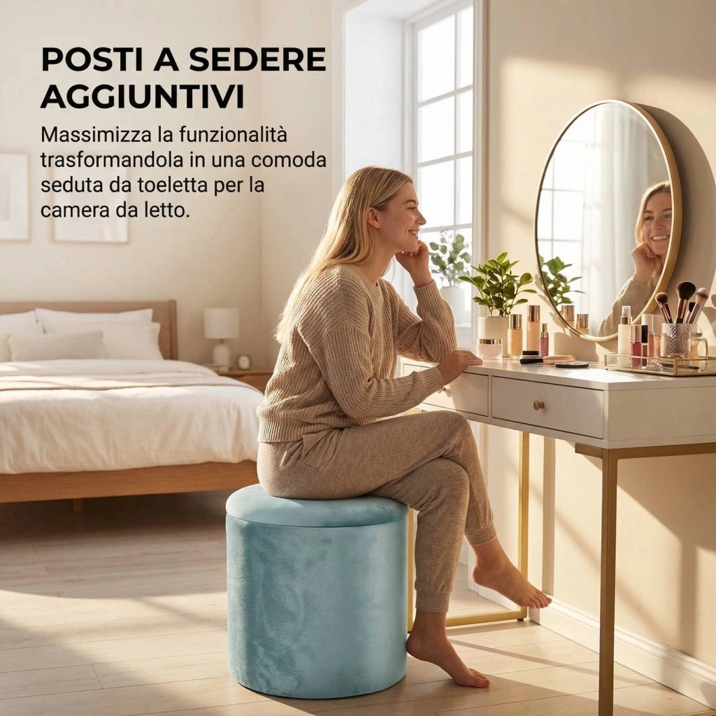 Marvin Pouf Contenitore in Velluto Selina Sgabello Salvaspazio con Vano Portaoggetti Seduta Moderna Elegante per Soggior