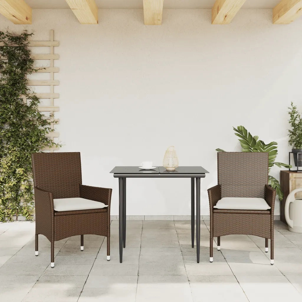 Sedie da Giardino con Cuscini 2 pz | Sedie da Esterno Marroni in Polyrattan