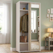 Armadio Camera da Letto Abduhl, Guardaroba 2 Ante Appendiabiti Made in Italy, 90x195h cm Marrone Rovere