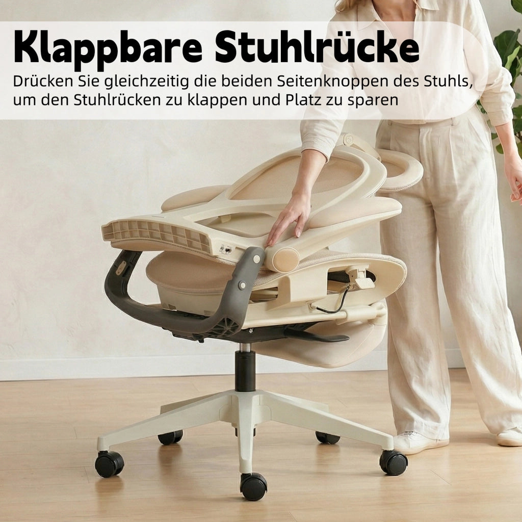 Sedia da ufficio ergonomica pieghevole con rete ¨C zephmum ¨C crema