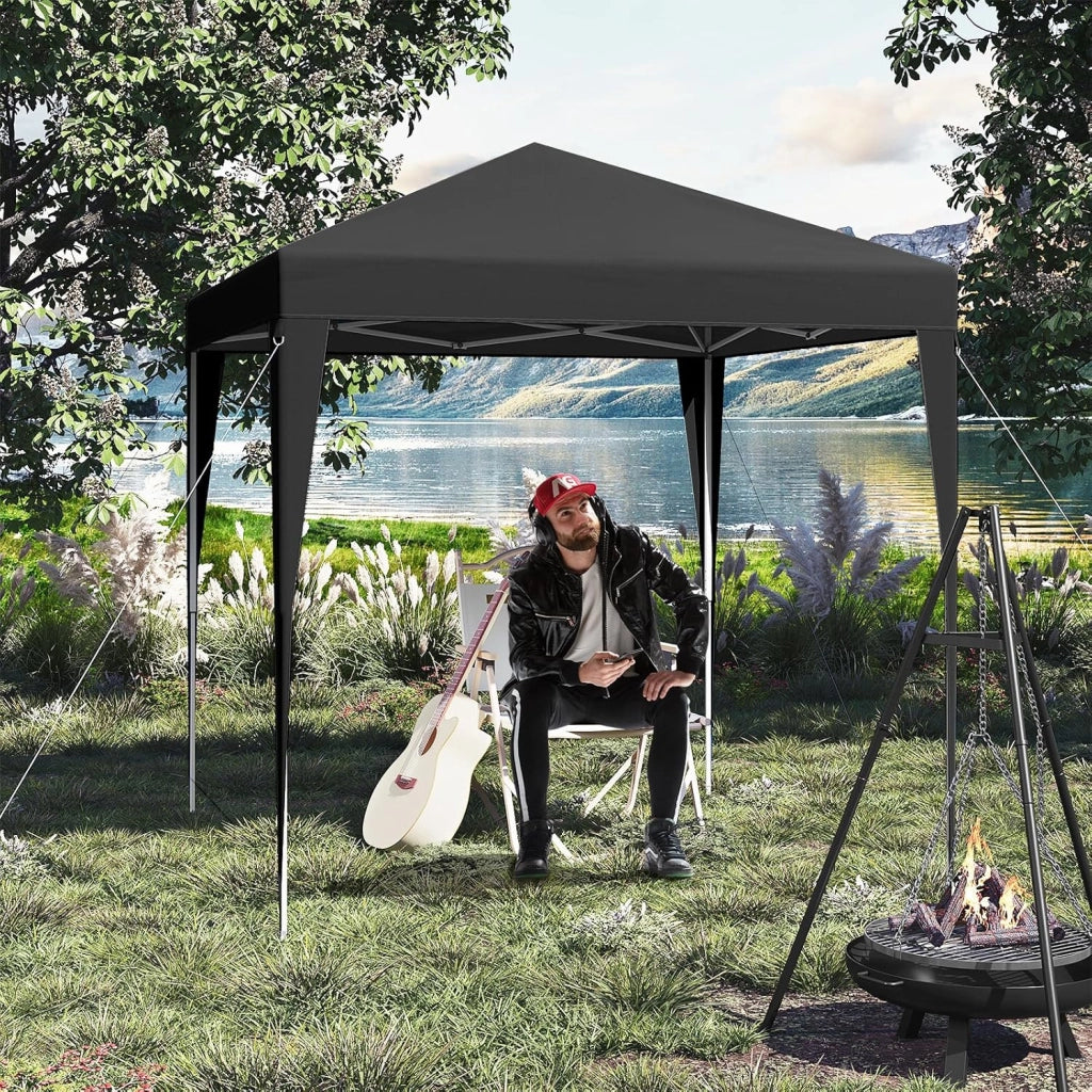 Gazebo Pieghevole da Giardino, Gazebo Impermeabile Pop Up da 2x2m con Pannelli Laterali, Tendone Esterno, Altezza Regolabile, Protezione UV, con Custodia, Antracite