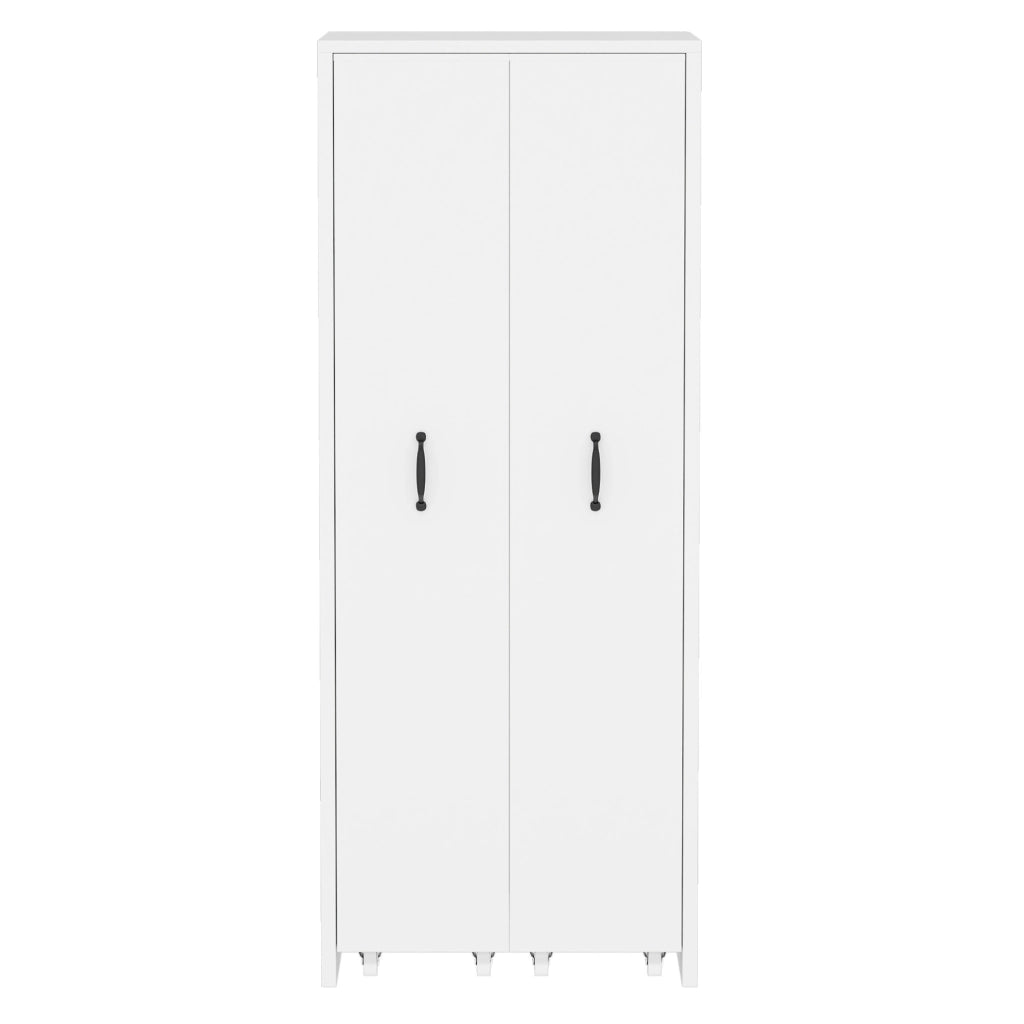Libreria estensibile bianca in MDF con ruote, 4 ripiani