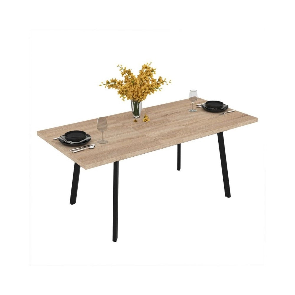 Tavolo allungabile Lini piano colore rovere e gambe in metallo nero 138x85x76h