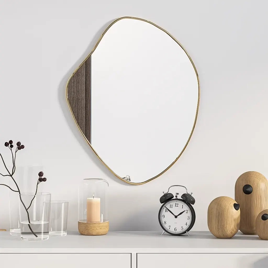 Specchio da Parete | Specchio decorativo Dorato 50x40 cm
