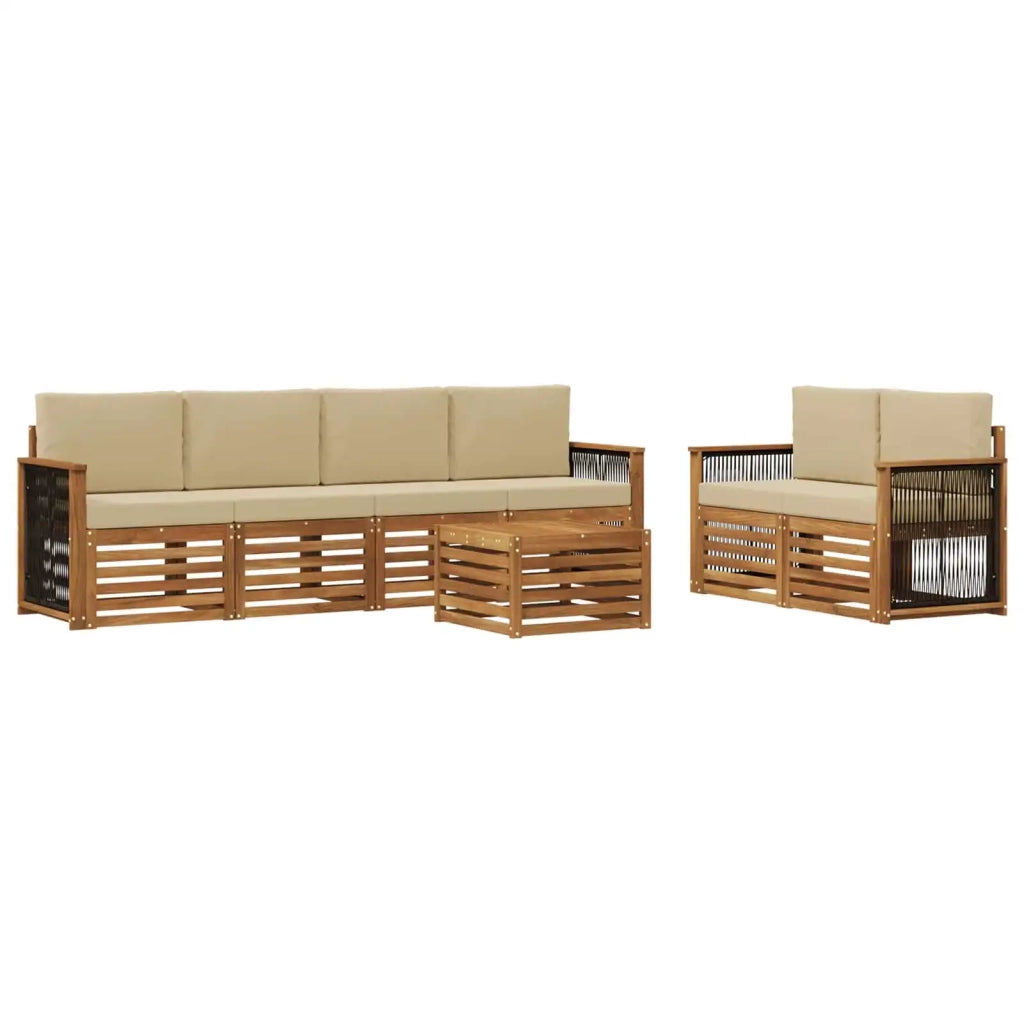 Set di divani da esterno 7 pz Naturale e Beige 3384054