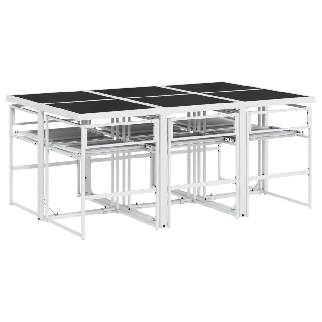 Set da Pranzo da Giardino 7 pz | Set Salotto da Giardino con Cuscini Bianco in Textilene