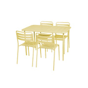 Set tavolo da giardino bistrot in metallo con 4 sedie, 120cm, giallo