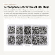 Set di Viti Autoalimentanti 800 pezzi - Assortimento di Viti a Tappo Plano - Acciaio di Carbonio Verniciato - Testa Plana - Adatto per Lavorazione del Legno - Confezionato in Scatola