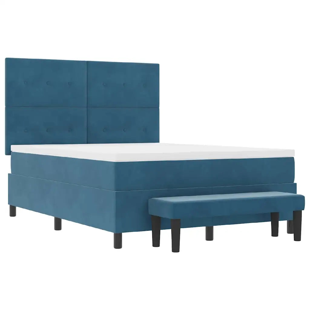 Letto a molle con materasso Blu scuro 160 x 200 cm Velluto
