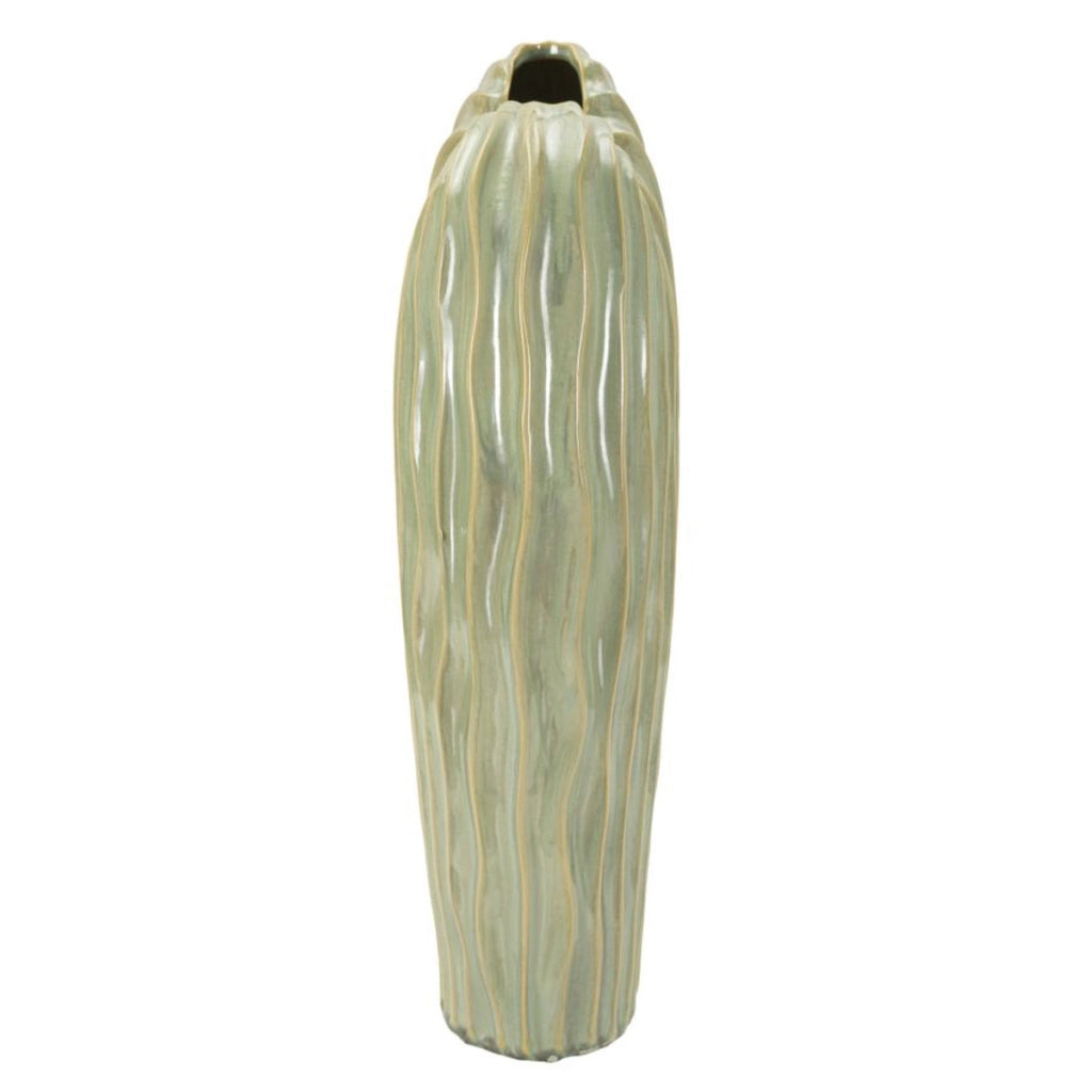 Vaso Decorativo VKH822, Verde, Ceramica, 27x14x46,5 cm