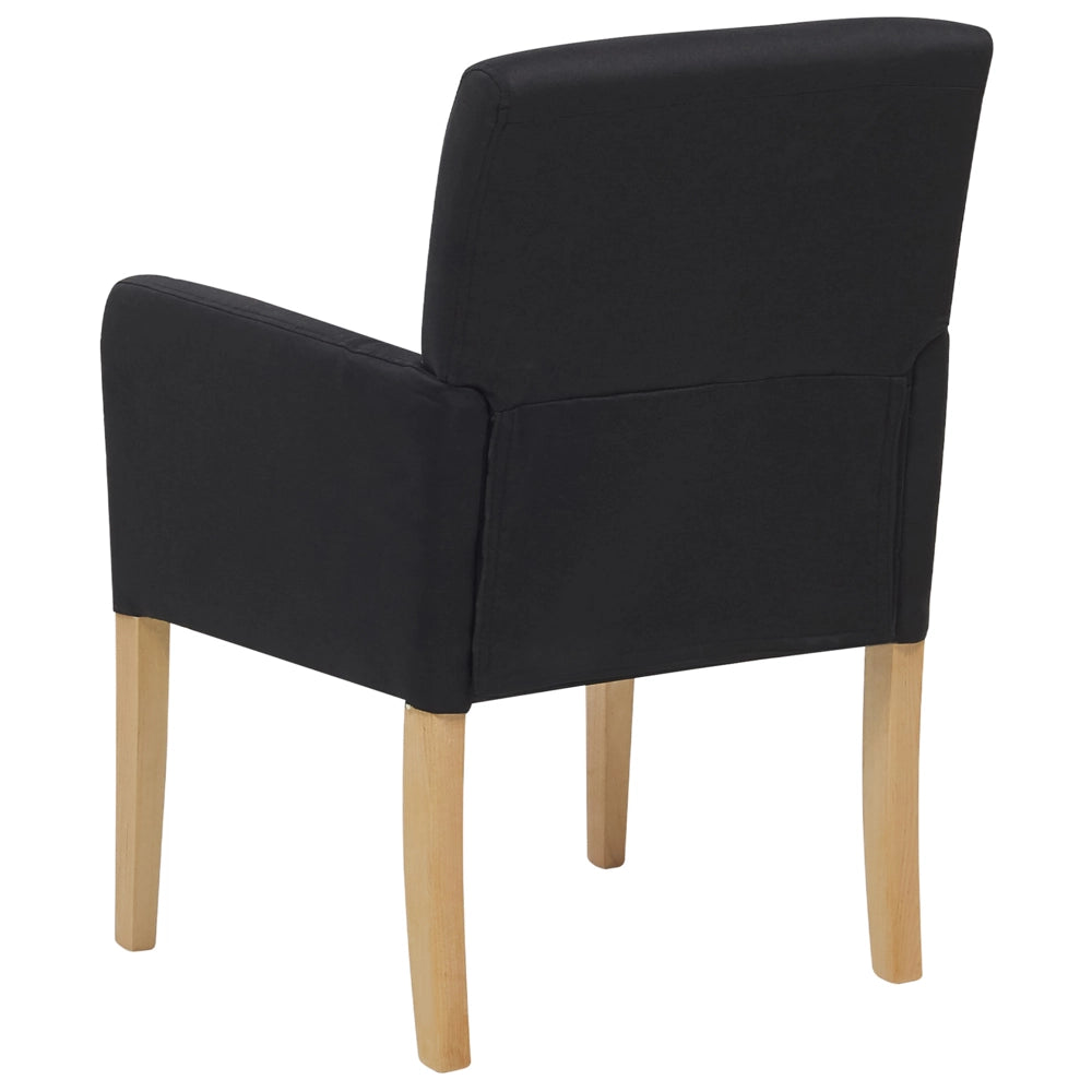 Sedia da pranzo Rivestimento in tessuto Nero Gambe in legno Seduta elegante con braccioli