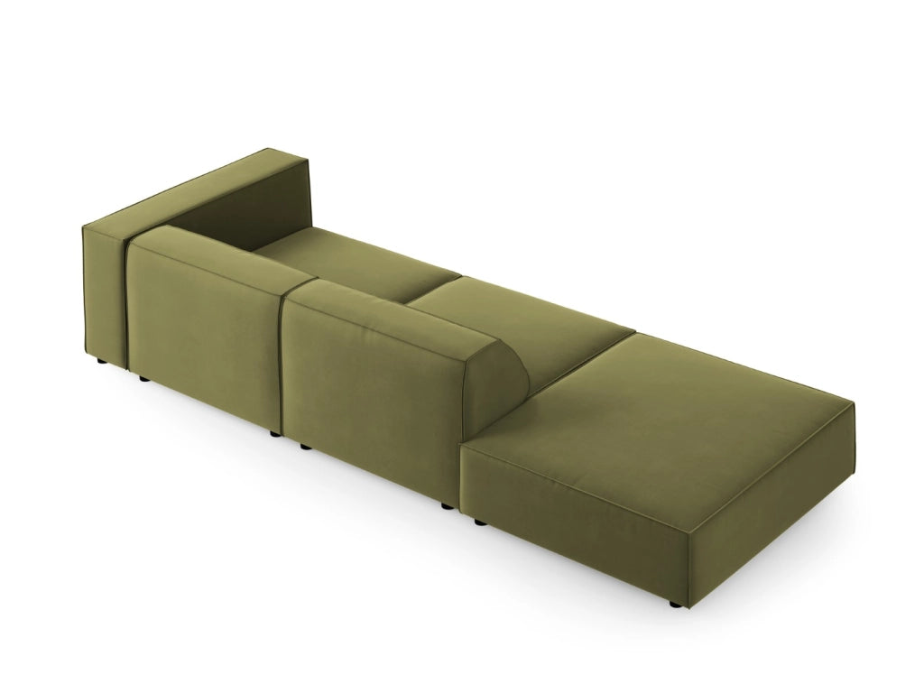 Cosmopolitan Design - Divano sinistro "Arendal" 4 posti in velluto verde chiaro 