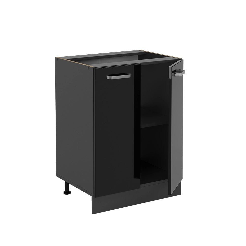 Vicco Mobiletto base cucina Nero lucido 60 cm , PL Rovere