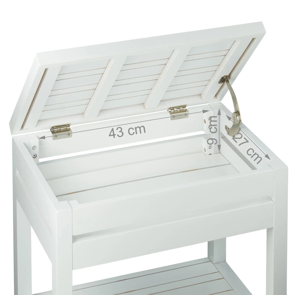 Scaffale da terra moderno bagno cucina 80 x 30 x 90 cm in bambù bianco 13_0004110