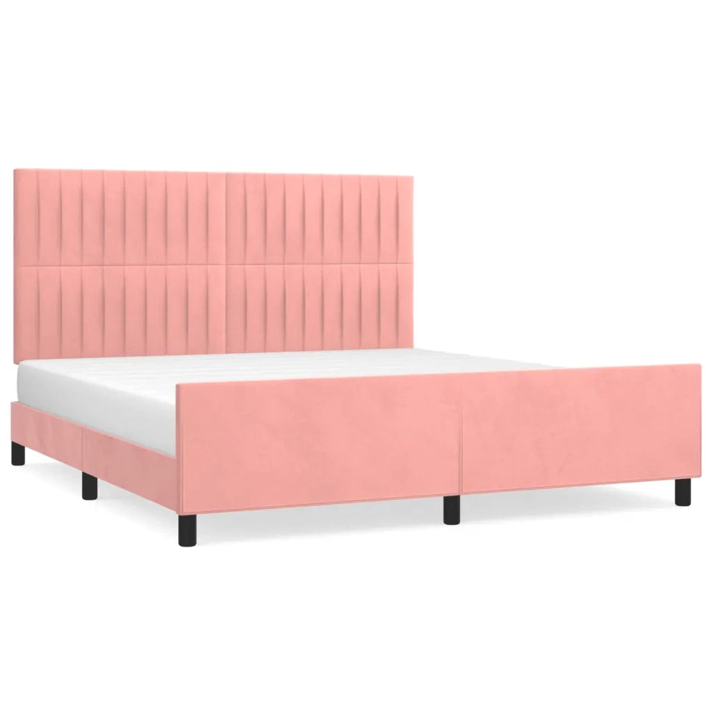 Giroletto con Testiera-Struttura Letto con testiera Rosa 180x200 cm in Velluto 333351