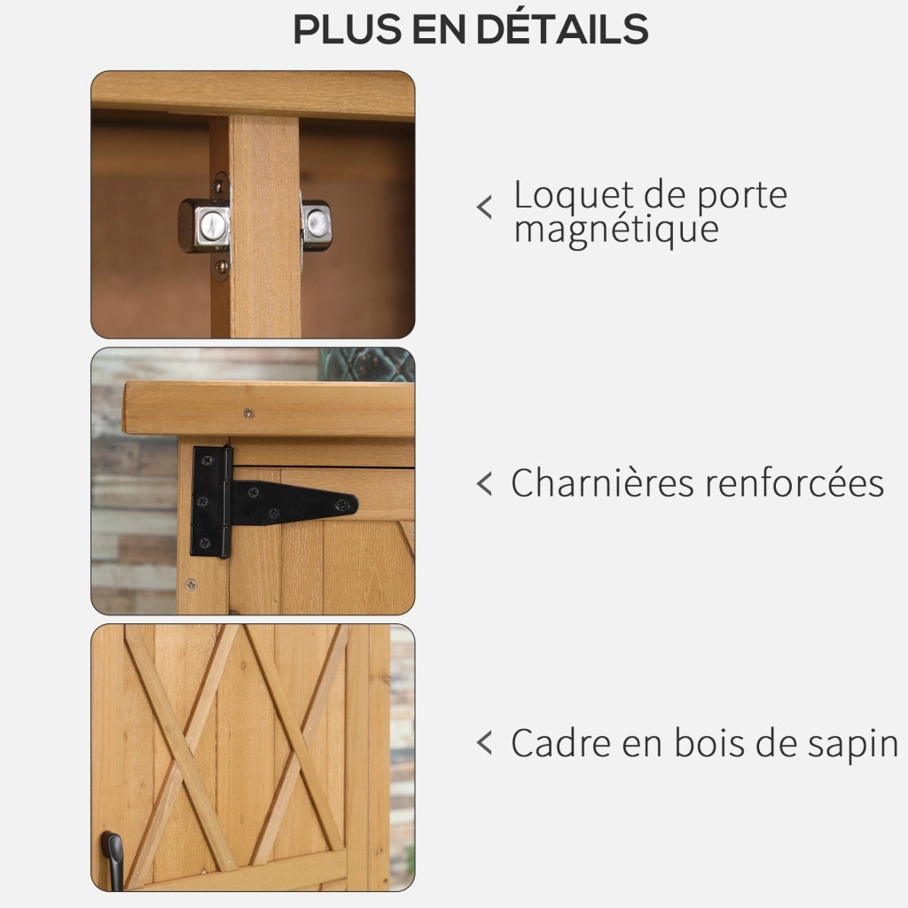 Armadio da giardino 3 ripiani 2 porte ¨C zephmum ¨C giallo legno 75x40x90 cm
