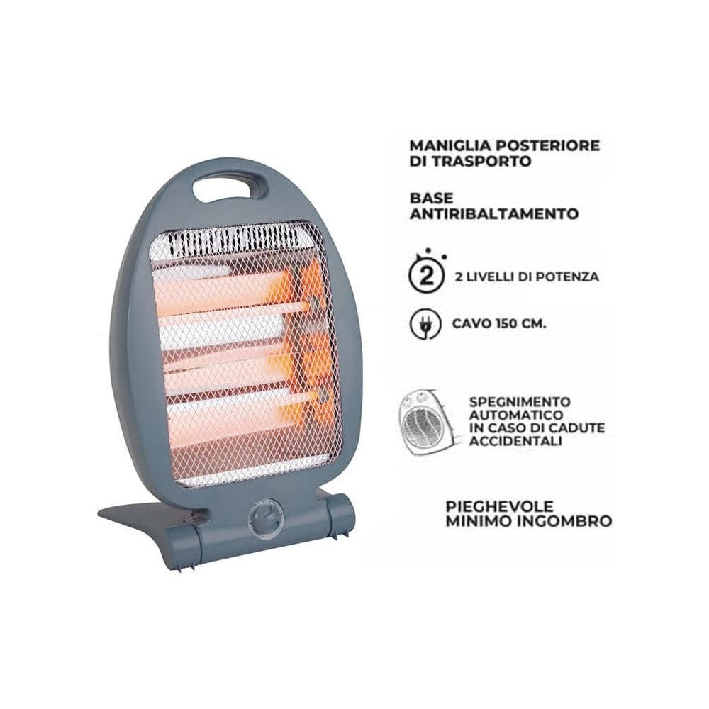 Trade Shop - Stufa Elettrica Ad Infrarossi Al Quarzo Potenza Max 800 Watt Con Termostato -