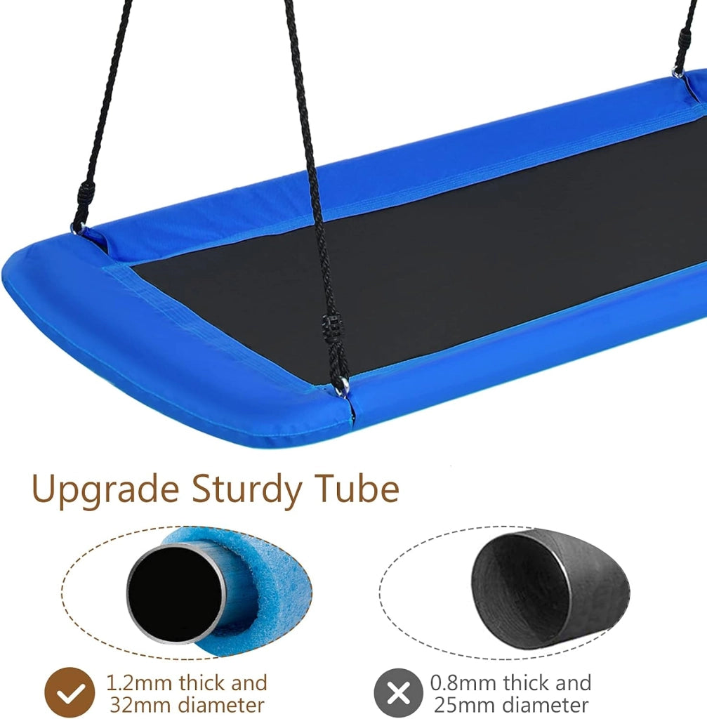 Altalena Regolabile in Altezza, per Bambini e Adulti, Altalena da Giardino fino a 150 kg, Altalena Sospesa per Interni ed Esterni, 150 x 80 cm (L x P) (Blu)