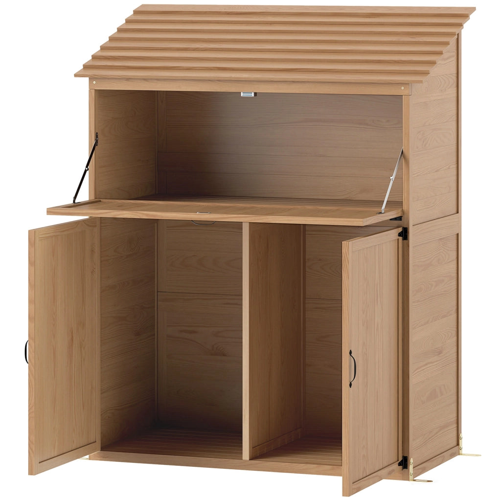 Armadio da giardino con tavolo pieghevole ¨C zephmum ¨C legno di abete marrone 110x54x136 cm