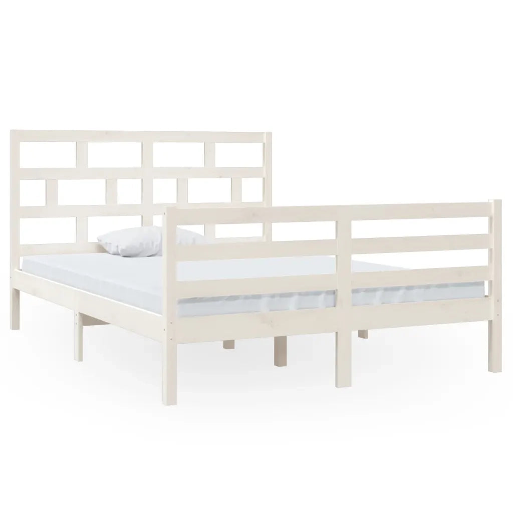 Giroletto-Struttura Letto Bianco in Legno Massello di Pino 140x200 cm 994448