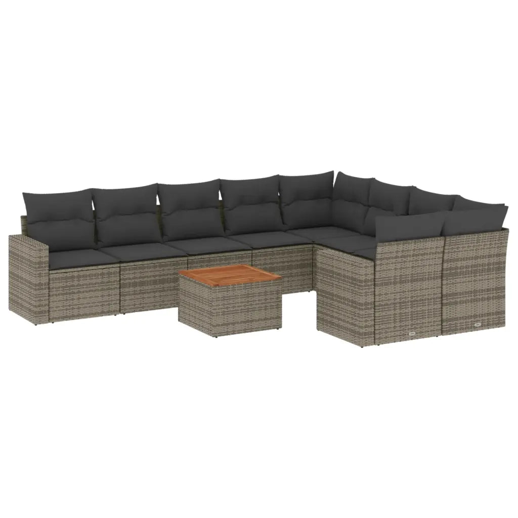 Set Divano da Giardino 10 pz con Cuscini Grigio in Polyrattancod mxl 111880