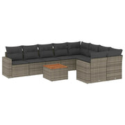 Set Divano da Giardino 10 pz con Cuscini Grigio in Polyrattancod mxl 111880