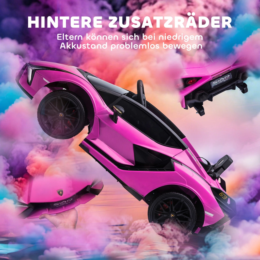 Auto elettrica Lamborghini per bambini ¨C Xylo ¨C Rosa, 3-5 km/h, telecomando, 3-5 anni