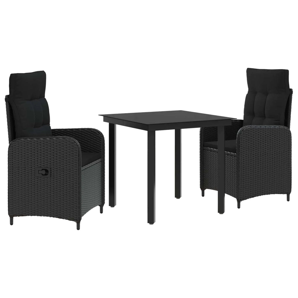 Set Tavolo da Salotto con cuscino con cuscino 3 pcs Nero