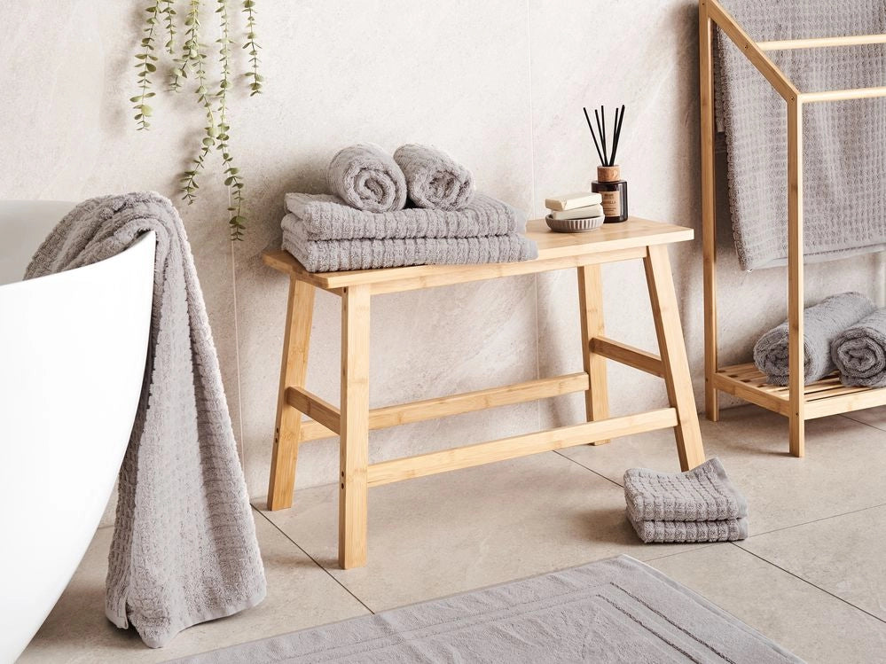 Set di 11 asciugamani Grigio Chiaro in cotone per ospiti Asciugamano da bagno e tappetino da bagno