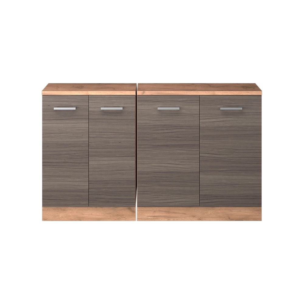 Set di mobili sottotetto Rion Grigio nobile/Rovere dorato 140 cm Set di 2 carcasse armadio profondità 60 cm Vicco