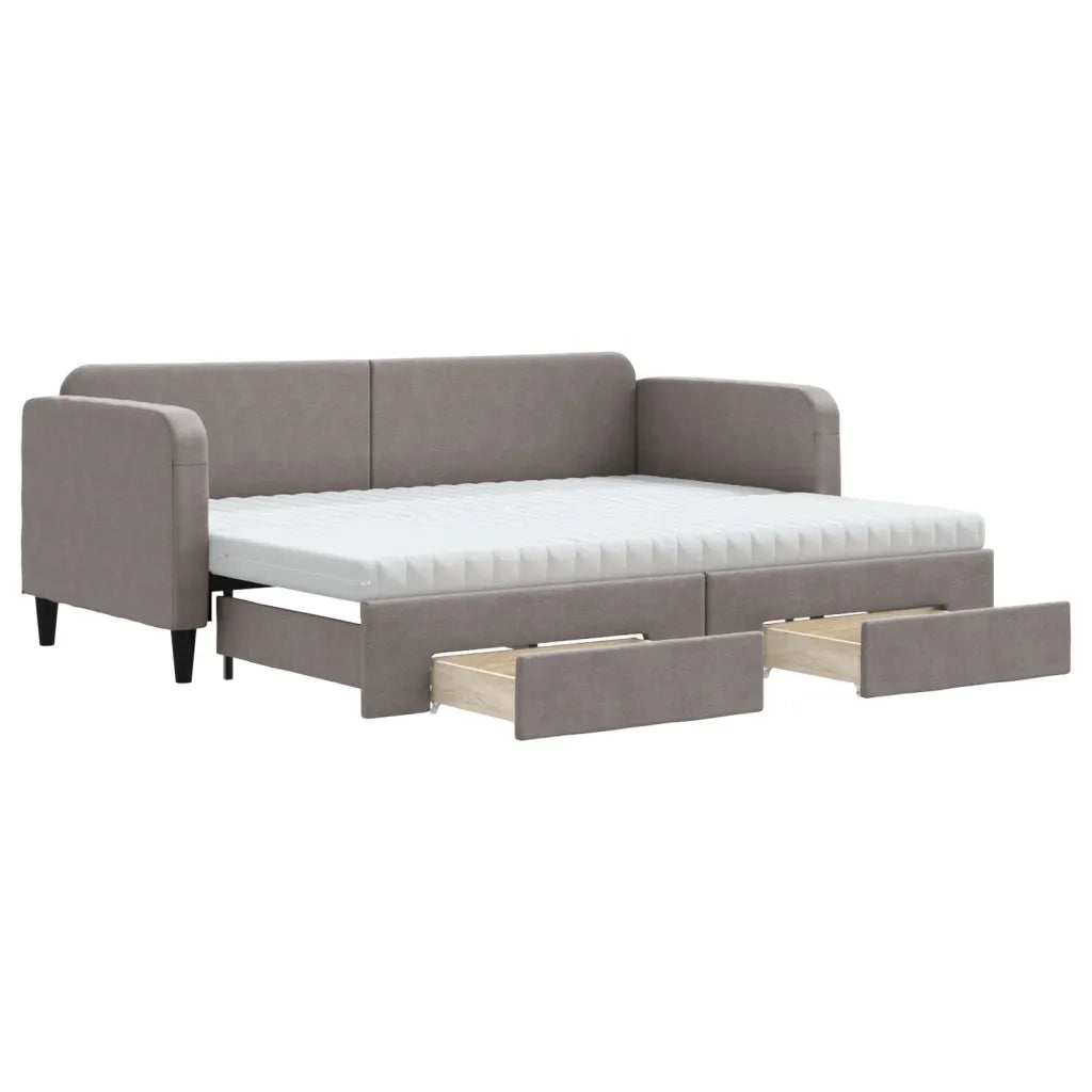 Divano Letto Estraibile con Cassetti Tortora 80x200 cm Tessuto 3196868