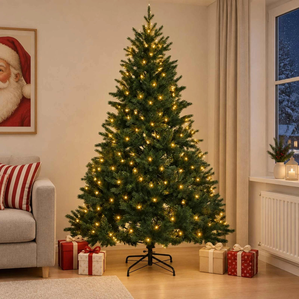 Albero di Natale Artificiale con Rami Pieghevoli 150 cm 150 LED 3465464