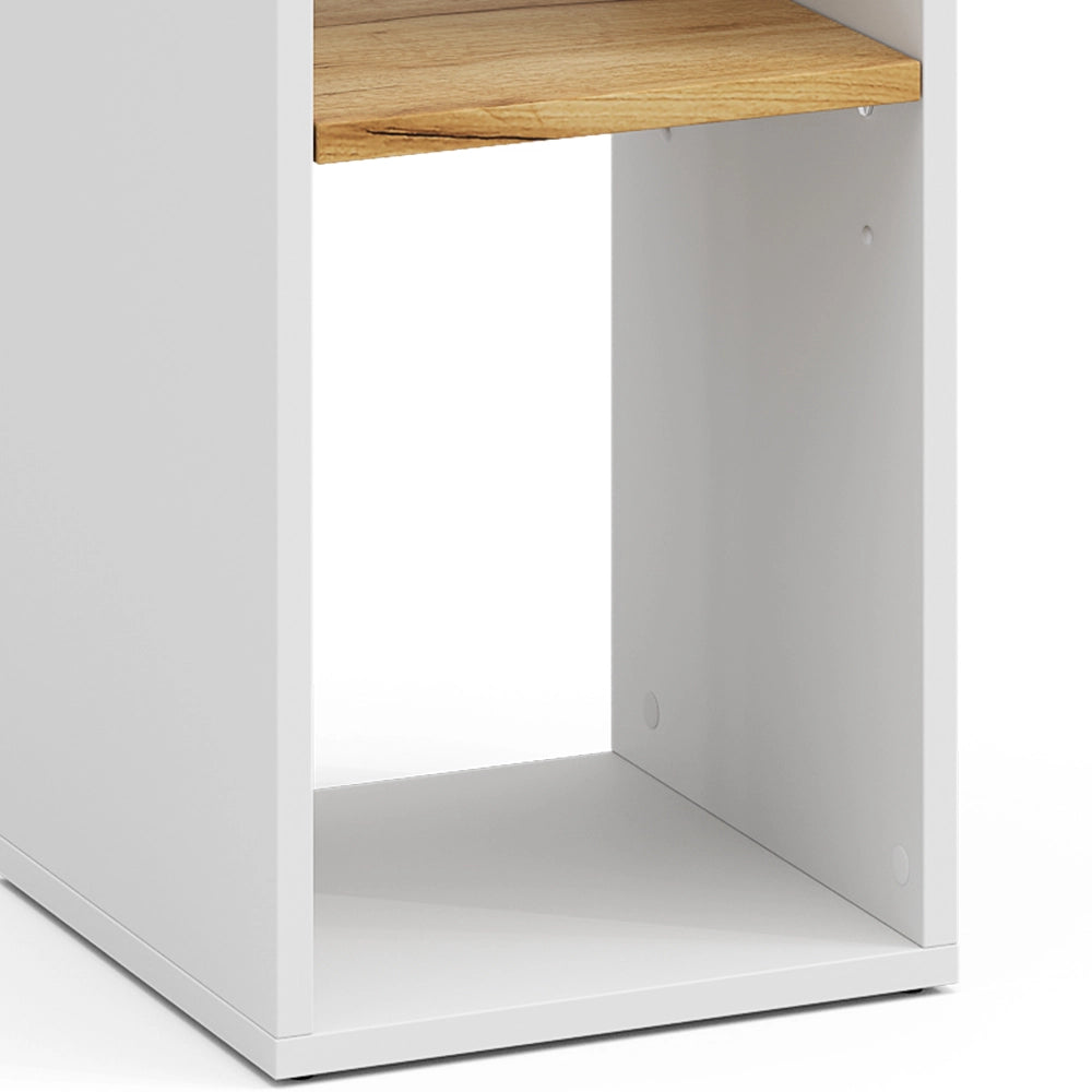 Vicco Scaffale Rovere bianco/dorato 30 x 74 cm con 2 scomparti aperti