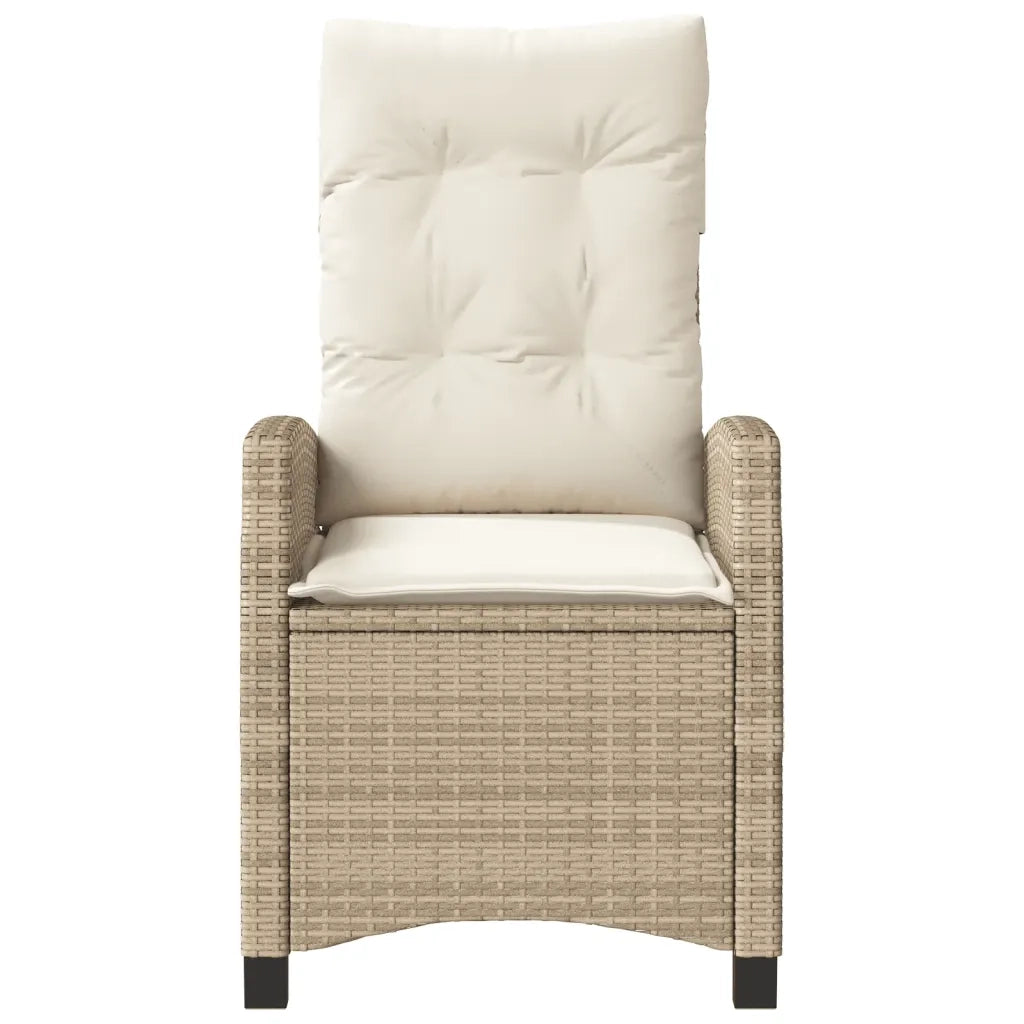 Sedie Reclinabili da Giardino 2pz con Cuscini Beige Polyrattan 365220