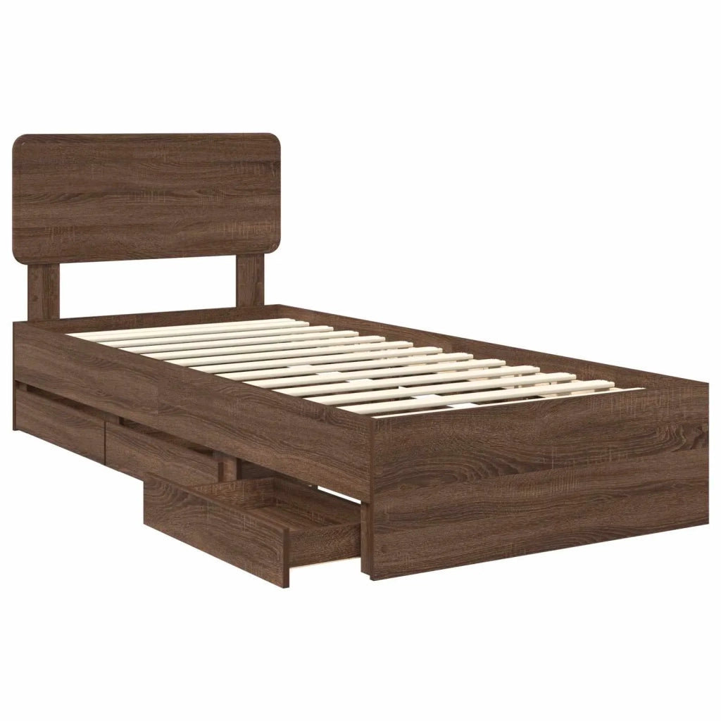 Struttura del letto con cassetto Quercia marrone 75 x 190 cm 3412240