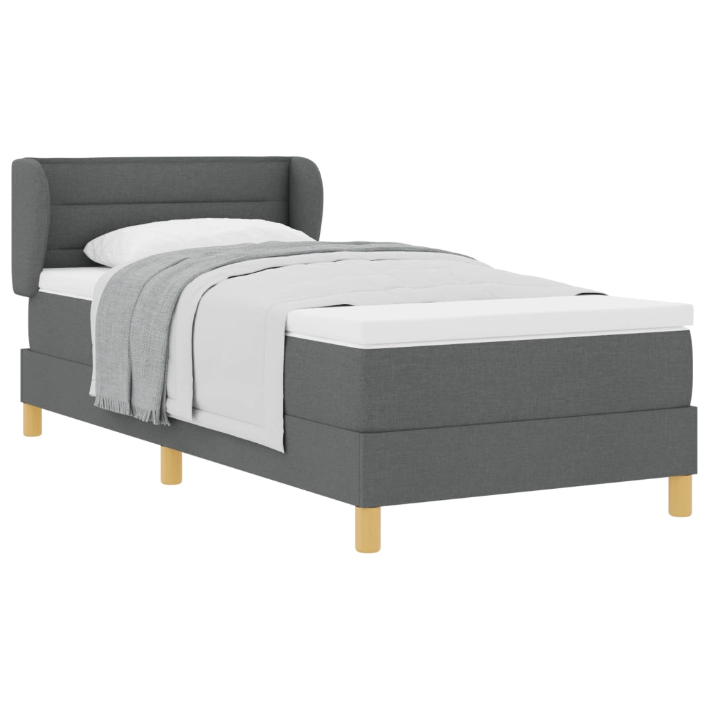 Letto a Box Spring con Materasso Grigio Scuro 80x200 cm Tessuto