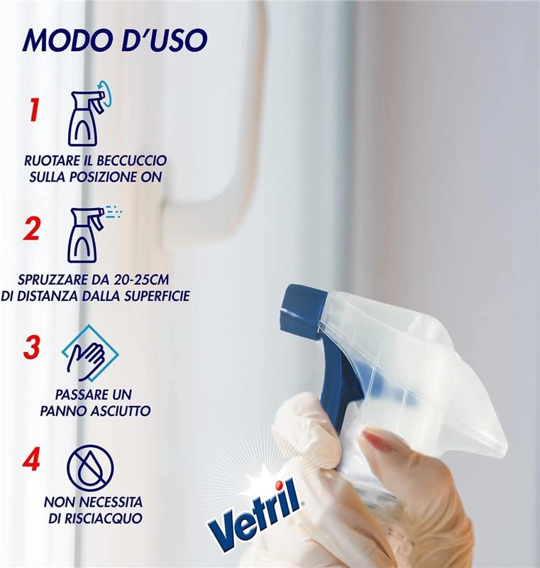 VETRIL DETERGENTE SPRAY NATURAL VETRI DOCCIA ANTICALCARE CON SCUDO ANTIGOCCIA 650 ML