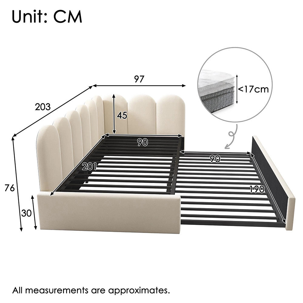 Divano letto daybed - Xylo - 90x200 cm letto nascosto beige