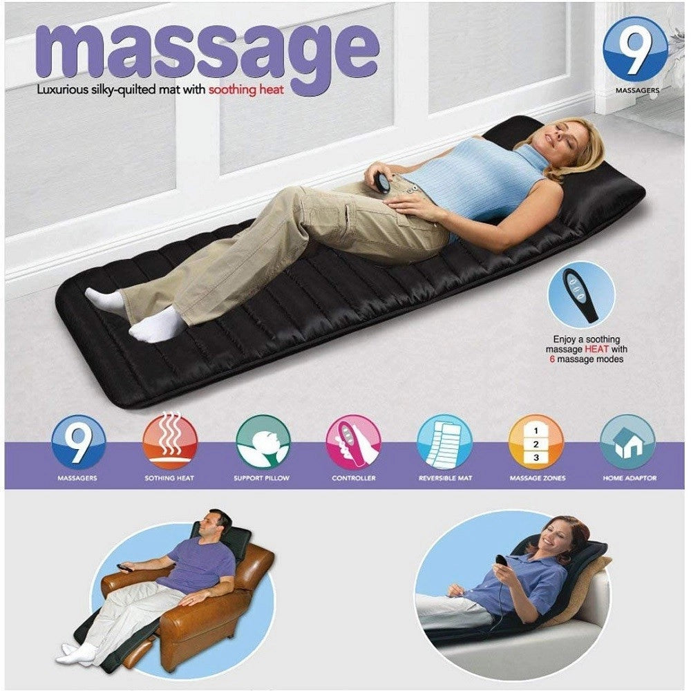 Trade Shop - Materassino Massaggiante Vibrante A 9 Zone Con 4 Aree Vibranti Massaggio Shiatsu -
