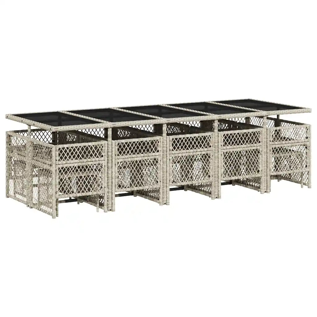 vidaXL Set da Pranzo da Giardino 15 pz con Cuscini Grigio Polyrattan